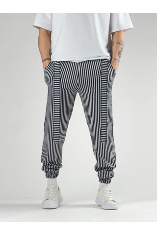 Cocopelli Çizgi Desenli Kemer Detaylı Jogger Pantolon Coc2784 Desenli