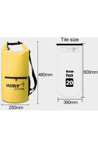 Sones Su Geçirmez Çift Omuz Askılı Kuru Çuval Pvc Varil Çanta, Kapasite: 20l Siyah