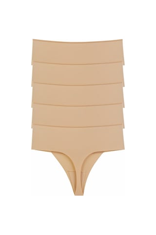 Kadın Külot Yüksek Bel Tanga Lazer Kesim Esnek Iz Yapmayan Büyük Beden 5 Li Paket Ten 26318 R23 Ten Rengi