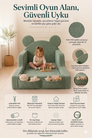 Mini Nest 6 Sı 1 Arada Modüler Bebek Oyun Parkı, Park Yatak, Beşik, Baza, Oyun Alanı Ve Top Havuzu