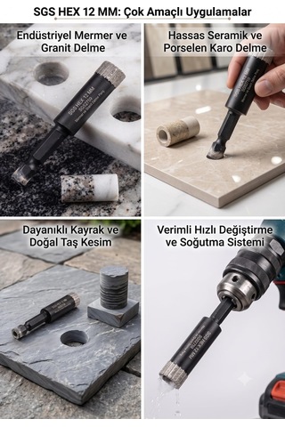 Sgs Hex 12 Mm Mermer Ve Granit Delme Panç - Profesyonel Elmaslı Karot Matkap Ucu, Seramik, Porselen Karo Ve Doğal Taş Delici - Sgs2759