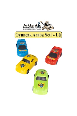 4 Lü Plastik Renkli Oyuncak Araba Seti Renkli Yarış Arabaları Spor Araba Oyuncak Seti