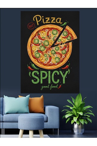 "acı Soslu" Pizza Posteri Dekoratif Kanvas - Mdf Ahşap Tablo