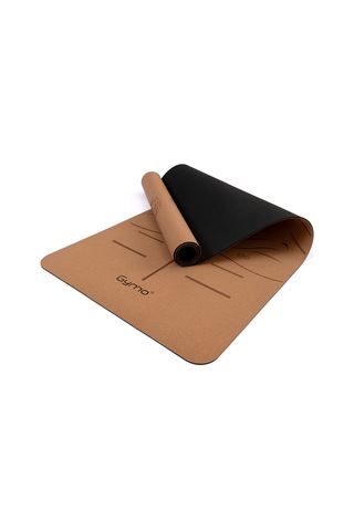 Gymo Pro Series Sembol Hizalamalı 5mm Doğal Mantar Cork Yoga Matı Pilates Minderi Kahverengi