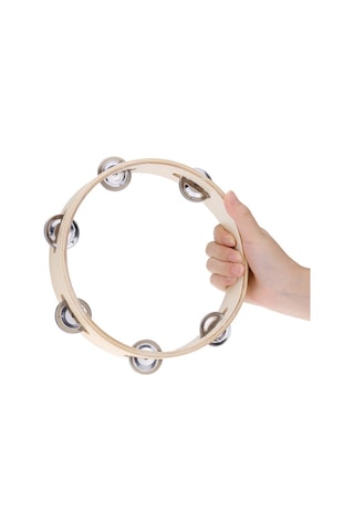 Vkemall Çocuklar İçin 8" El Tipi Ahşap Başsız Tef Zili Metal Tek Sıralı Jingle-çok Renkli
