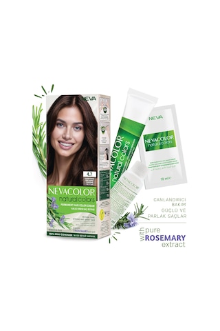 Nevacolor Natural Colors 4.7 Türk Kahvesi - Kalıcı Krem Saç Boyası Seti