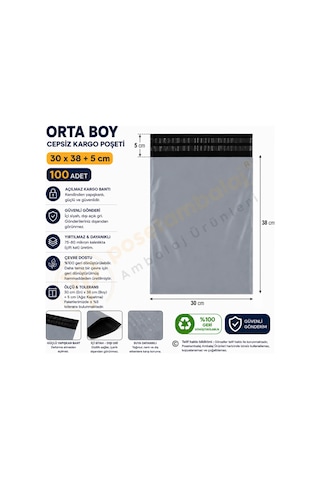 30x38+5 Cm 30x43 Cepsiz Kargo Poşeti 100 Adet