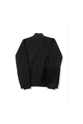 Tarz Cool Erkek Dik Yaka Fermuarlı Slim Fit Triko Hırka Taş