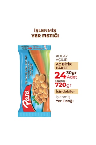 Paşa Kuruyemiş İşlenmiş Yer Fıstığı 24 x 30 G