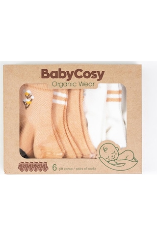 Babycosy Organic Wear Csyc1011 Bebek 6'lı Çorap %100 Organik Pamuk Bebek - Yenidoğan - Csyc1011 Karışık