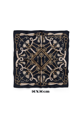 Imperıal Key Desen 90x90cm Eşarp/fular Siyah