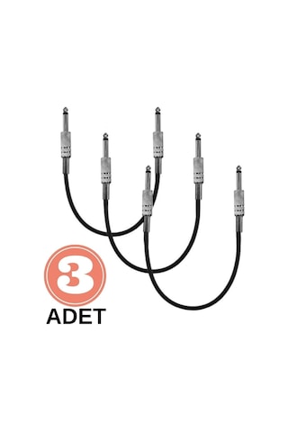Pedal Bağlantı Kablosu Efekt Pedal Ara Kablosu Çift Jaklı Jack Düz/düz 3 Adet