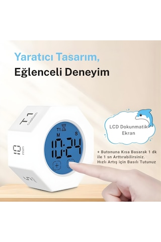 Npo Npt22a Alarmlı G-sensör Otomatik Zamanlayıcılı Küp Kronometre Pomodoro Motivasyon Saati Beyaz