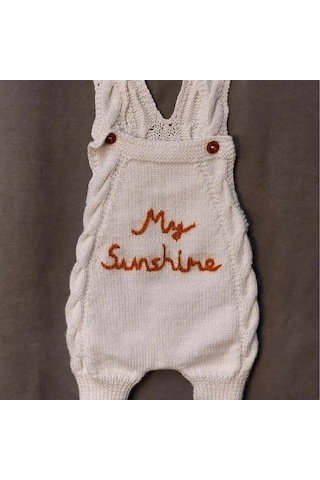 Uretti - Talia 8659 - 7761 El Örgüsü Kız Çocuk Hırka - Tulum - Şapka - Patik Takım - 1/ 2 Yaş Turuncu