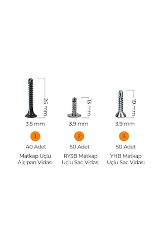 Hobi-2 502 Parça 14 Çeşit, Pul, Çivi, Piton, Kroşe, Vida Ve Dübel Seti, Takım Çantalı Diğer