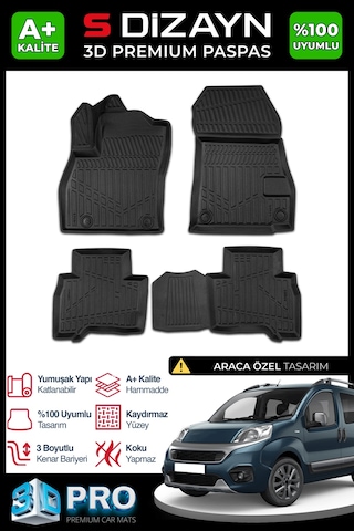 S-Dizayn Fiat Fiorino 3D Pro Havuzlu Paspas 2023 Üzeri A+ Kalite