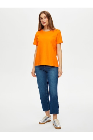 Faik Sönmez %100 Pamuk Yuvarlak Yaka T-shirt S25tsh008 Bs25tsh00861 Orange Turuncu