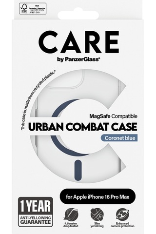 Apple Uyumlu iPhone 16 Pro Max Magsafe  Urban Combat Şeffaf-mavi Telefon Kılıfı Şeffaf