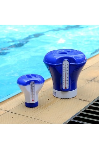 Pazly Pool & Spa Termometreli Klor Tablet Dağıtıcı - Mavi/beyaz, Ppr Malzeme, Pratik Kullanım