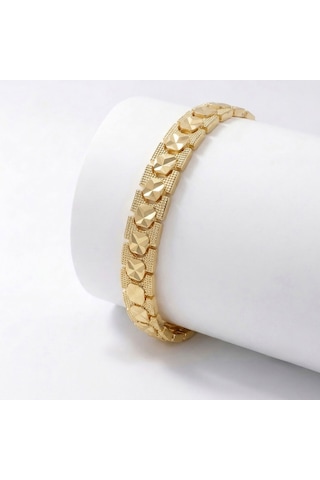 Premium Şık Ve Parlak Facetta 24k Gold Kaplama 8 Mm Kadın Bijuteri Bileklik 3183kbv5d6 - 18cm Altın