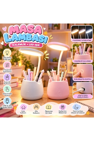 Kalemlikli Led Masa Lambası Çok Renkli Kalemlikli Led Masa Lambası Çok Renkli