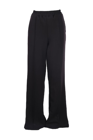 Gala-xi Minimalist Yüksek Bel Geniş Paça Midi Kadın Pantolon Siyah