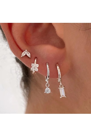 Geeksen 14k Altın Kaplama Zirkonyalı Kadın Küpe Seti - Çeşitli Stiller 3 Çift - Zirve Eleganlık Ve Çok Yönlülük Gold