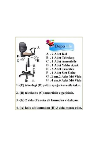 Depolife Çocuk Genç Odası Bilgisayar Çalışma Koltuğu Amortisörlü (508815000)