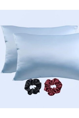 Ipeksi Saten 50x70 Cm Yastık Kılıfı 2 Adet, Kıvırcık Saçlar,dalgalı Ve Düz Saçlar, Bordo 2 Adet Hediye Saten Toka,cilt Dostıu,cilt Bakım,kozmetik,hediyelik,çeyizlik Kullanılabilir Mavi 50 x 22