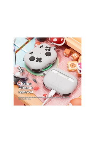Caseonn Apple Airpods Uyumlu 5 Kılıf Retro Gamepad Gri