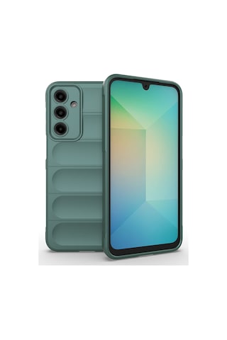 Samsung Uyumlu Galaxy A17 Kılıf Esnek Tpu Oyuklu Arka Yüzey Tasarımlı Zore Etnik Silikon Kapak Koyu Yeşil