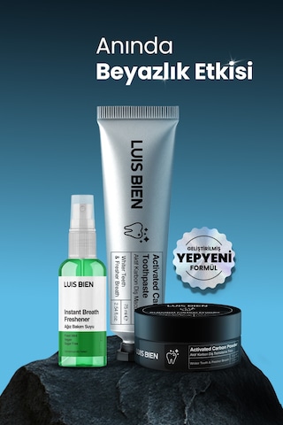 Luis Bien Ağız Bakım Seti Aktif Karbon Diş Tozu 50 G + Aktif Karbon Diş Macunu 75 ML + Naneli Ağız Bakım Suyu 30 ML
