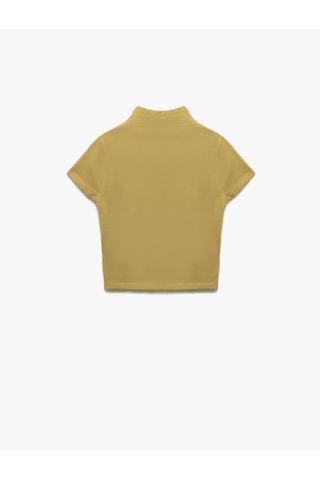 Koton Pamuklu Slim Fit Kısa Kollu Dik Yaka Tişört Ada Çayı 5sak50357ek Açık Yeşil