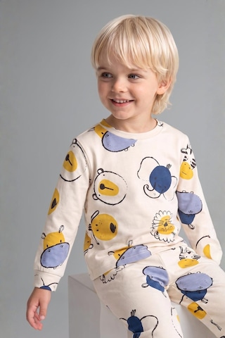 Defacto %100 Pamuk Hayvan Baskılı Uzun Kollu Üst Ve Lastikli Paça Alt 2li Pijama Takımı Erkek Bebek I1435a526auer233 Ekru-er233