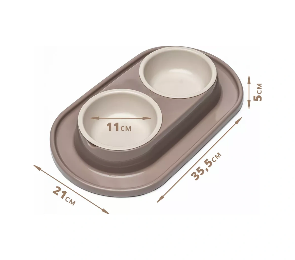 Al'ternativa Bej Renkli Kedi Ve Köpekler İçin Çift Kase 178093931