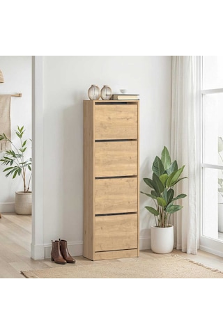 Flat Duo 4 Katlı Ayakkabılık - Florida Meşe 51x157x26 Cm Meşe