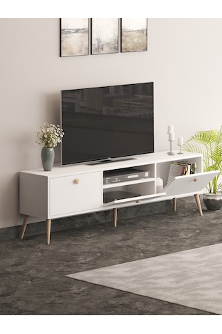 Beyza Ahşap Ayaklı 180 Cm Beyaz Tv Sehbası