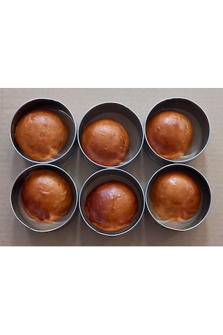Hamburger Ekmek Pasta Kek Yemek Şekillendirme Kalıbı Genişlik 9cm Derinlik 4cm 6lı Paslanmaz Krom