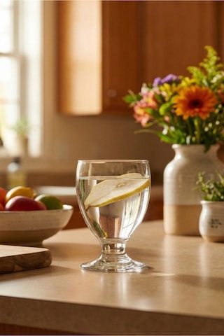 Lav Alara Cam Meşrubat Bardağı 6'lı 290 ml Tablalı (Tatlı Servisi , Dondurmalık , Su Bardağı )