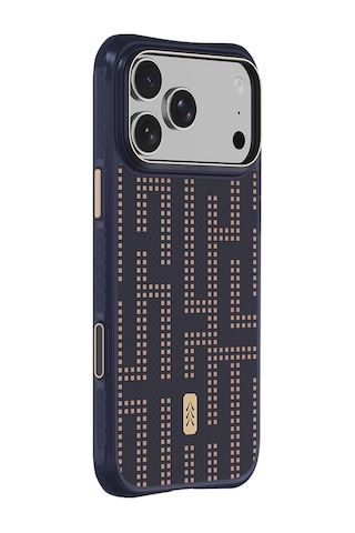 Apple iPhone Uyumlu 18 Pro Max Kılıf M-safe Şarj Özellikli Raptic Aramid Dual Grid Serisi Karbon Kapak Lacivert