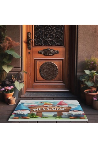 Valerine Life Sevimli Cüceler Welcome Kapı Önü Paspası 45x70cm