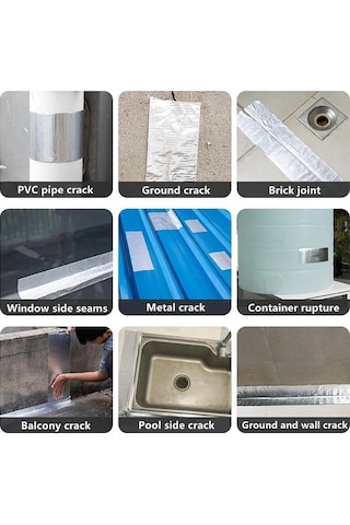 Pazly 10m Alüminyum Bant, Butil Sızdırmaz, Su Geçirmez, Yüksek Sıcaklık, D Etiket, Süper Yapışkanlı, Çatı Onarımı, Borular İçin, 56790391