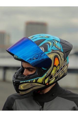 Ls2 Rapıd 2 Race Motosiklet Kaskı Vizörlü Neo Mavi - Mor