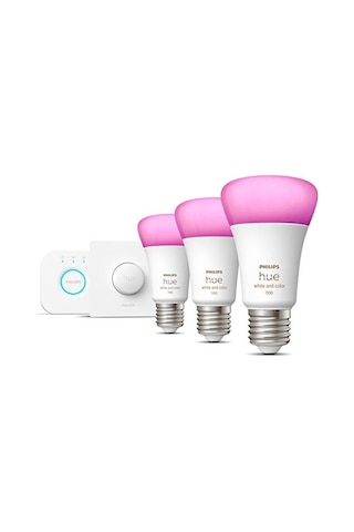Philips Hue Renkli 3'lü Akıllı Butonlu E27 Bluetooth Özellikli Akıllı Başlangıç Seti Çok Renkli