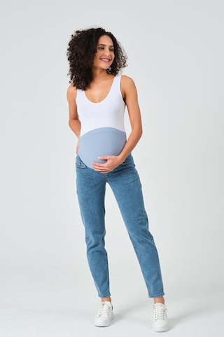 Busa Hamile Esnek Karın Bantlı Mom Fit Kot Pantolon Açık Mavi-açık Mavi