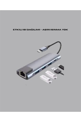 Nrzsnt Usb C Çoklu Bağlantı Merkezi 5 Gbps, 100 240 V, Sağlam Eloksal Tasarım