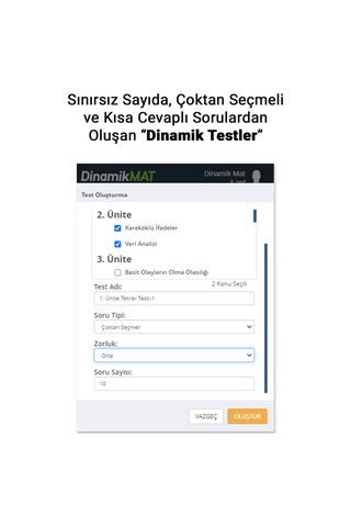 8. Sınıf Sonsuz Sayıda Soru Üreten Matematik Soru Bankası Uygulaması (Sadece Dijital Lisans)