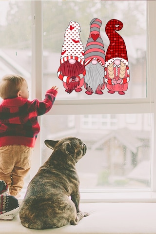 Yılbaşı Cüceler Pencere Sticker Yılbaşı Özel Sevimli Cüceler Sticker