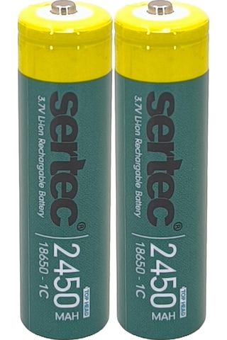 Sertec 18650 1c Şarjlı Pil 2450mah Çıkıntılı Başlıklı Fener Pili 3.7v Li-ion 2li