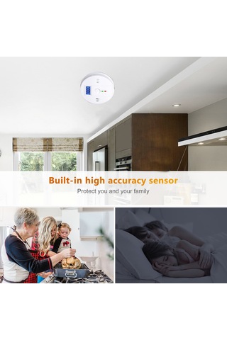 Tenfowee Karbon Monoksit Alarm Cihazı, Ses Işık Uyarı, Düşük Pil Uyarısı, Beyaz, 220v, 85db, Pil Dahil Değil